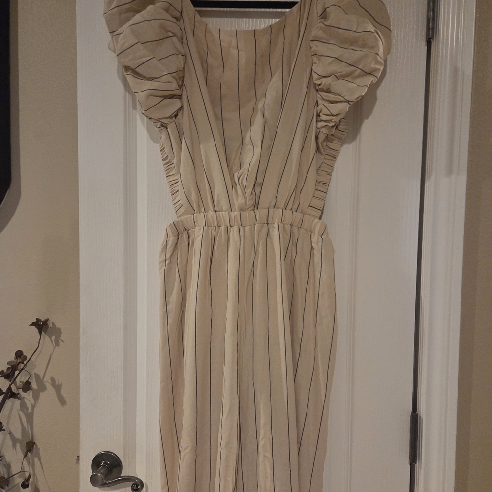 Elegant Cream Striped Pamt Romper NWT SIZE 3X